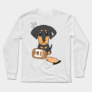 Cute Dachshund spilled a jar of peanut butter Long Sleeve T-Shirt